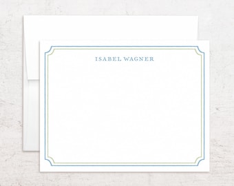 Papelería personalizada con borde - Tarjetas de notas con nombre personalizado - Tarjetas planas