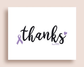 Cancer Note Cards - Any Color Ribbon - Cancer Support Thank You Notes - Folded Notes - Cancer Ribbon Note Cards - Cancer Thank You Notes