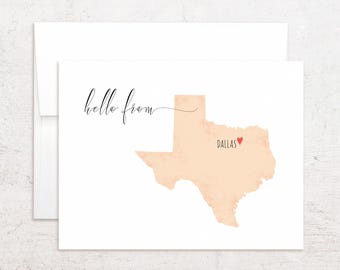 Texas Note Cards - Personalized State Map Stationery - Folded Notes