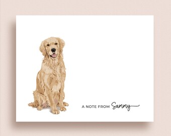 Golden Retriever Note Cards - Flat or Folded Dog Note Cards - Personalized Golden Retriever Stationery - Dog Stationery - Golden Retriever