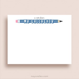 Pencil Note Cards - Flat Note Cards - Personalized Pencil Stationery - Personalized Teacher Gift - End of School Year Gift - Custom Colors