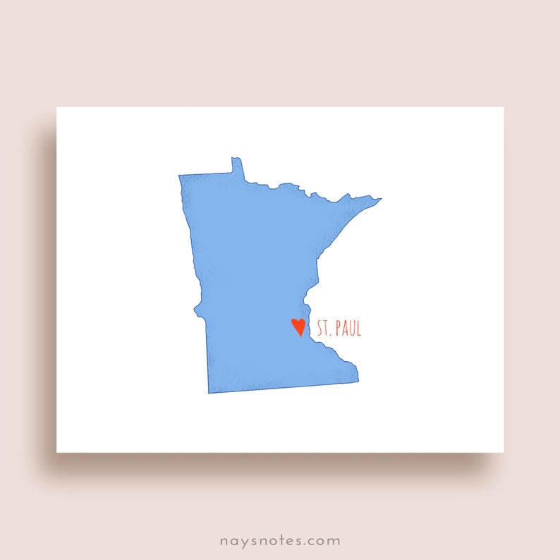 MINNESOTA Hand lettered State Foldover notes STATIONARY MINNESOTA Hand lettered State Foldover notes STATIONARY