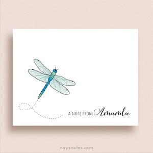 Dragonfly Note Cards - Folded Dragonfly Note Cards - Personalized Dragonfly Stationery - Dragonfly Thank You Notes - Dragonfly Cards