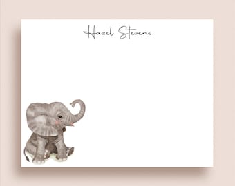 Elephant Note Cards - Flat Note Cards - Elephant Thank You Notes - Elephant Stationery - Personalized Elephant Note Cards