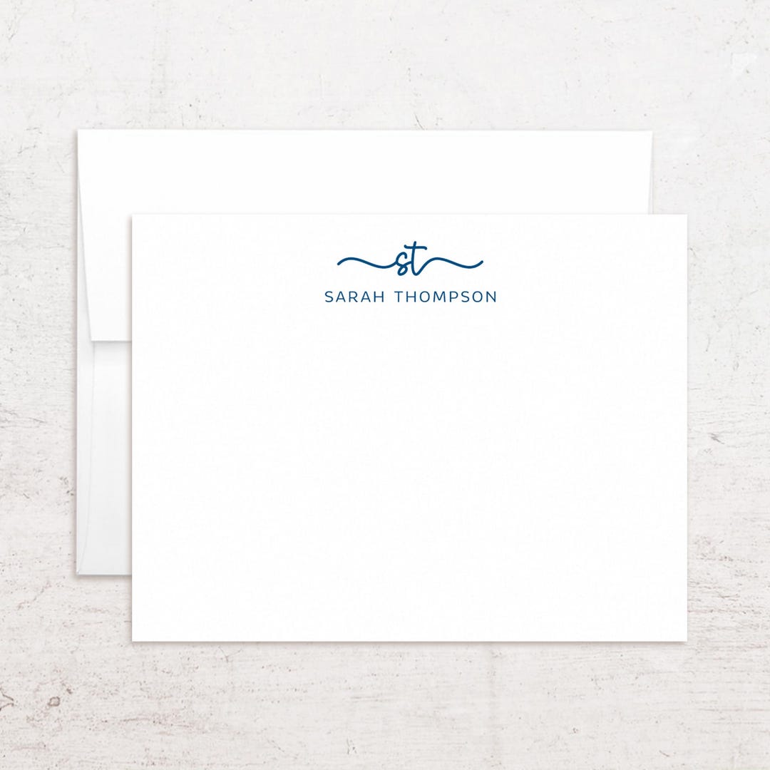 Personalized Monogram Note Cards - Custom Stationery - Swash Script ...
