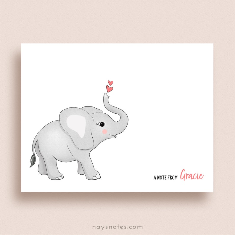 Elephant Note Cards Folded Note Cards Personalized Etsy