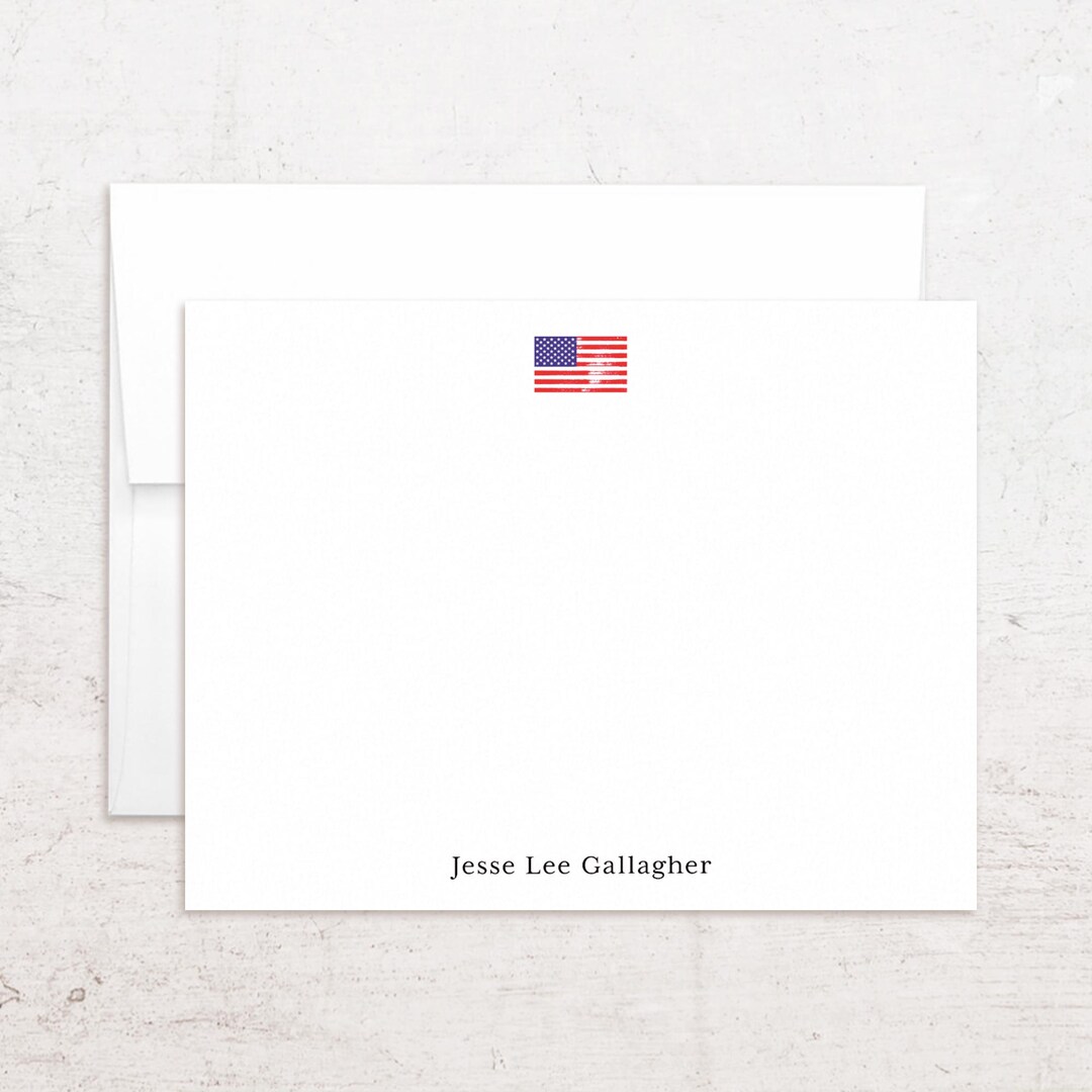 Flag Notes Examples American Flag Note Cards - Personalized Flag Stationery - Flat Notes - Etsy