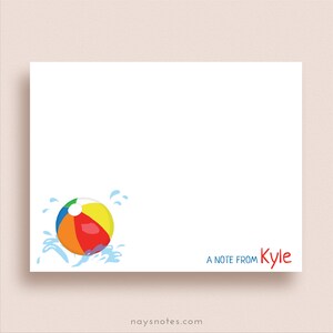 Beach Ball Note Cards Flat Note Cards Beach Ball Thank You Beach Ball Stationery Personalized Stationery Beach Note Cards image 1