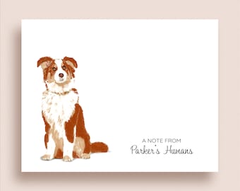 Red Australian Shepherd Note Cards - Folded Dog Note Cards - Australian Shepherd Stationery - Dog Stationery - Dog Owner Gift