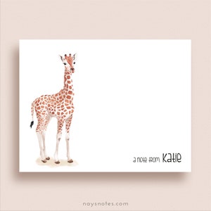 Giraffe Note Cards - Folded Giraffe Note Cards - Personalized Giraffe Stationery - Giraffe Thank You Notes - Safari Note Cards