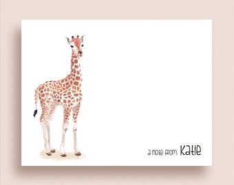 Giraffe Note Cards - Folded Giraffe Note Cards - Personalized Giraffe Stationery - Giraffe Thank You Notes - Safari Note Cards