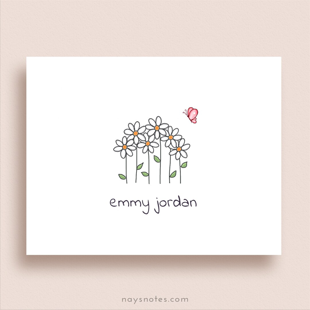 Daisy Note Cards Daisy Folded Note Cards Personalized Daisy Stationery