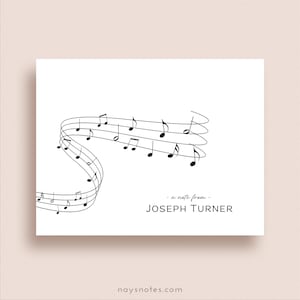 Personalized Music Notes Stationery - Folded Note Card Set