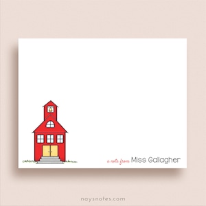 Flat Teacher Note Cards - School House Note Cards - Schoolhouse Note Cards - School Note Cards - Teacher Stationery - Teacher Gift