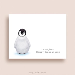 Penguin Note Cards - Folded Note Card Set - Personalized Penguin Stationery - Penguin Lover Gift - Custom Handcrafted Penguin Notes