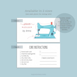 Tarjetas de información para el cuidado de la costura - Tarjetas de instrucciones - Doble cara - 2 tamaños disponibles - Juego de 20 +