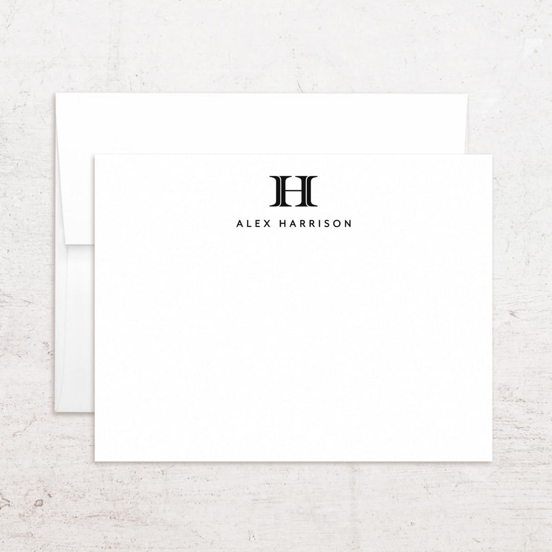 Custom Note Slips Personalized Monogram Stationery - Custom Note Cards - Modern Inline ...