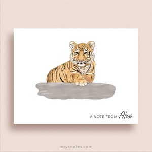 Tiger Note Cards - Folded Tiger Note Cards - Personalized Tiger Stationery - Animal Stationery - Tiger Thank You Notes