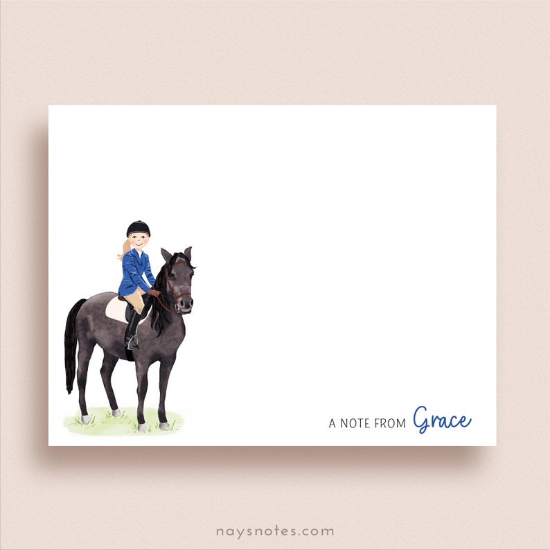 Equestrian FLAT Note Cards Horse Flat Notes Horse Stationery Horse and Rider Note Cards Equestrian Notes Horse Note Cards image 1