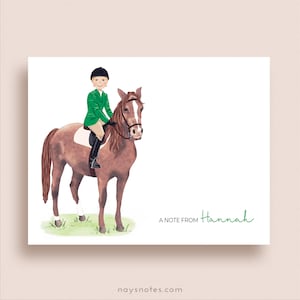 Horse and Rider Note Cards - Horse Folded Note Cards - Personalized Horse Stationery - Horse Thank You Notes - Equestrian Note Cards