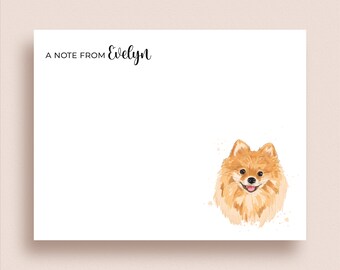 Pomeranian Note Cards - Flat Note Cards - Personalized Pomeranian Stationery - Dog Stationery - Dog Note Cards
