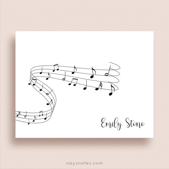 Music Note Cards Folded Note Cards Personalized Music Etsy