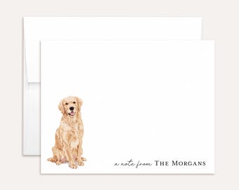 Golden Retriever Note Cards - Personalized Retriever Stationery - Flat Notes