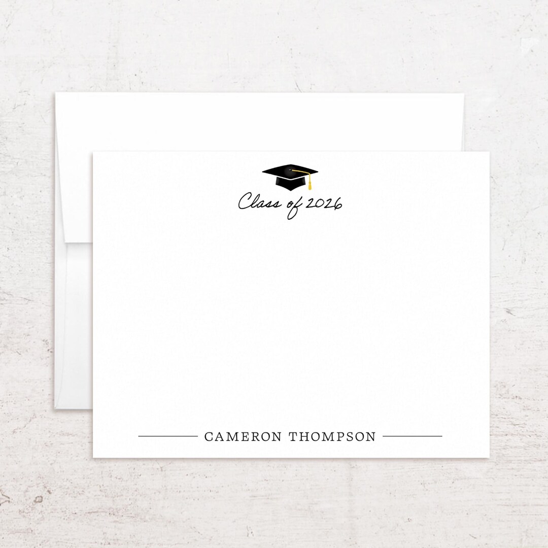 Graduation Design Note Graduation Note Cards - Grad Thank You Cards - Class of 2026 - Flat ...