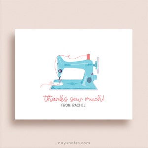 Sewing Machine Note Cards - Folded Note Cards - Personalized Sewing Stationery - Personalized Sewing Thank You Notes - Sewing Note Cards