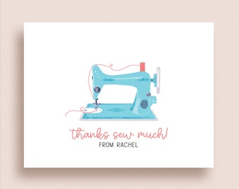 Sewing Machine Note Cards - Folded Note Cards - Personalized Sewing Stationery - Personalized Sewing Thank You Notes - Sewing Note Cards