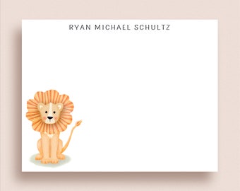 Lion Note Cards - Lion Thank You Notes - Lion Flat Notes - Lion Thank You Cards - Personalized Lion Stationery - Animal Thank You Notes