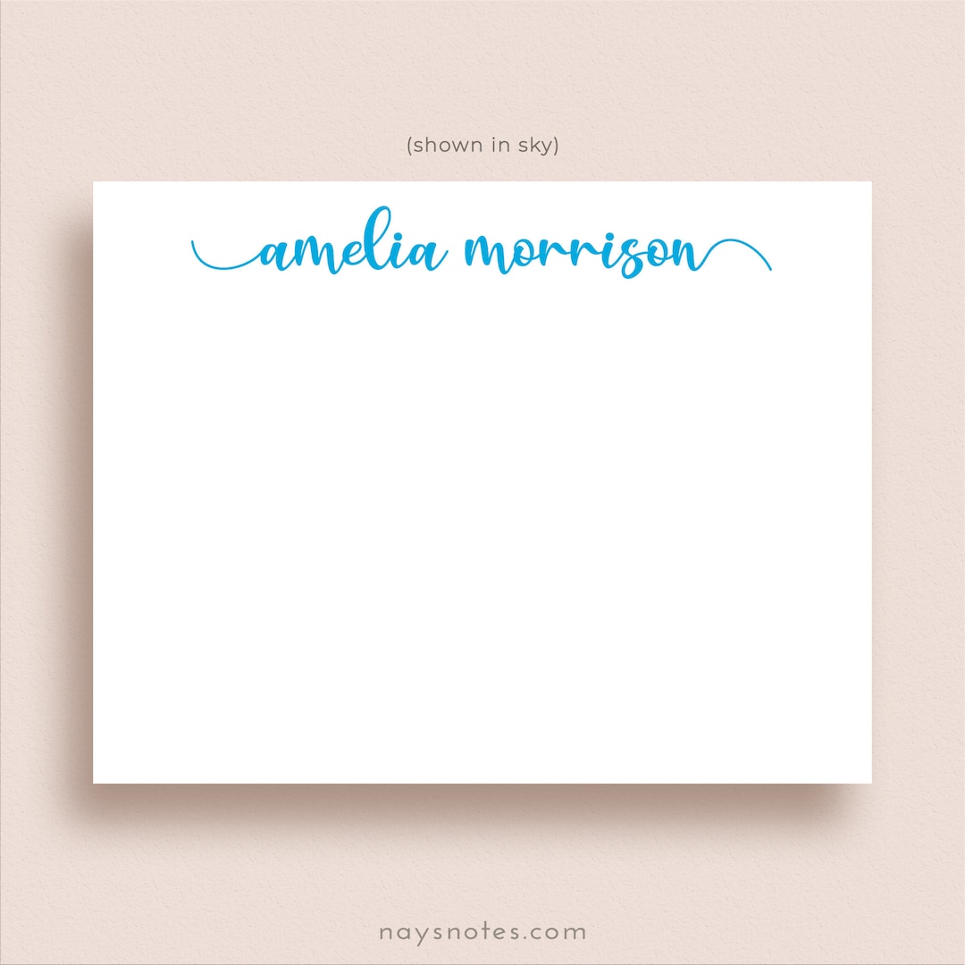 Personalized Note Cards Flat Note Cards With Envelopes Personalized Stationery Custom Colors ...