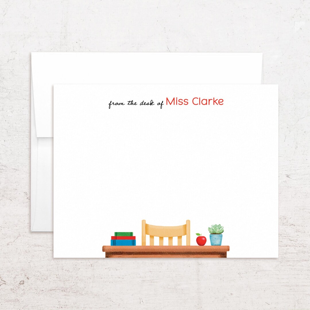 Personalized Teacher Desk Note Cards - Teacher Stationery - Student ...