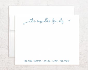 Papelería familiar personalizada - Tarjetas de felicitación familiares a medida - Fuente con adornos - Notas planas