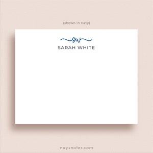 Monogram Flat Note Cards - Stationery Set - Swash Font - Custom Colors