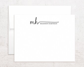 Papelería personalizada con iniciales - Tarjetas con monogramas - Letras decorativas - Notas planas personalizadas