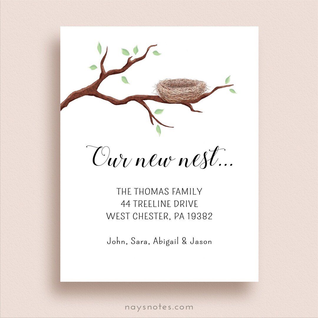 Nest Moving Announcement New Address Cards Nest Moving Cards We Have a