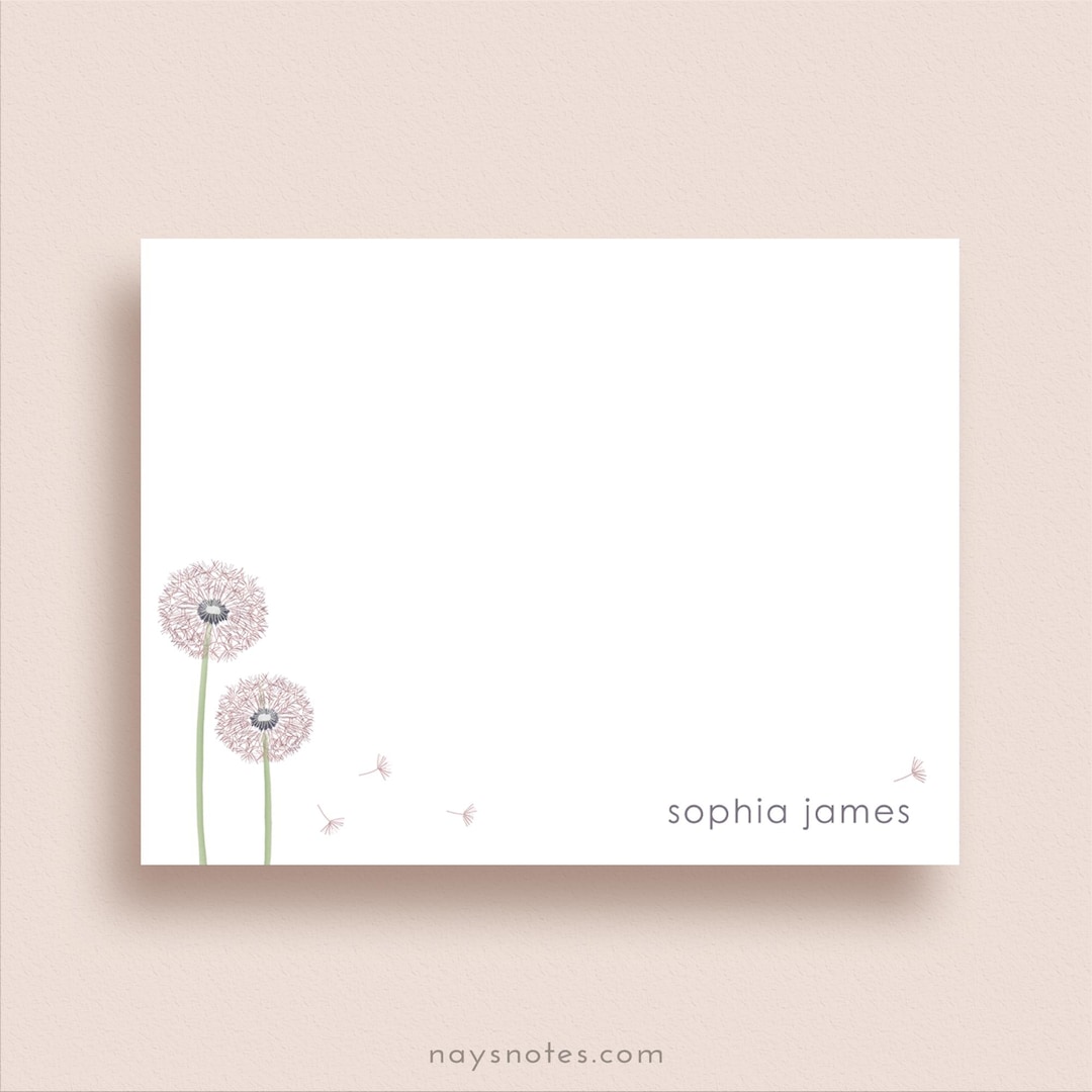 Dandelion Sticky Notes Dandelion Note Cards - Personalized Dandelion Stationery - Custom Flat ...