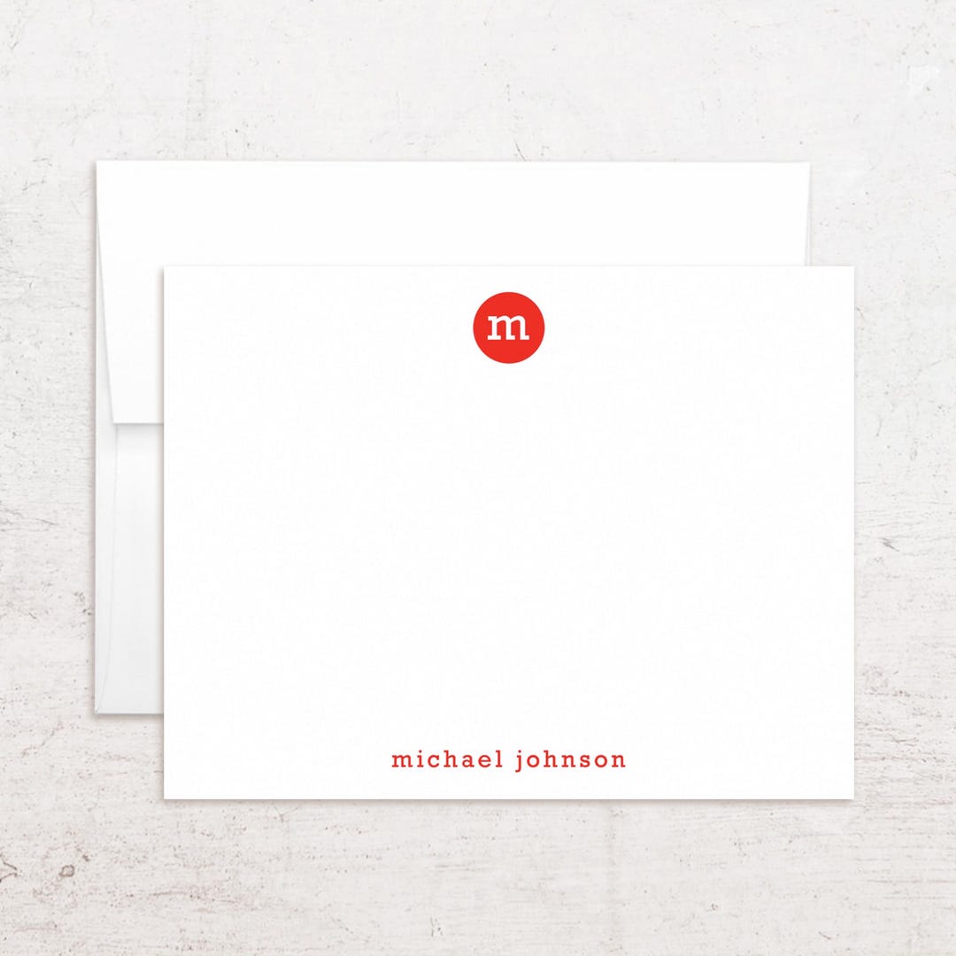 Circle Monogram Stationery - Custom Note Cards - Modern Single Letter ...
