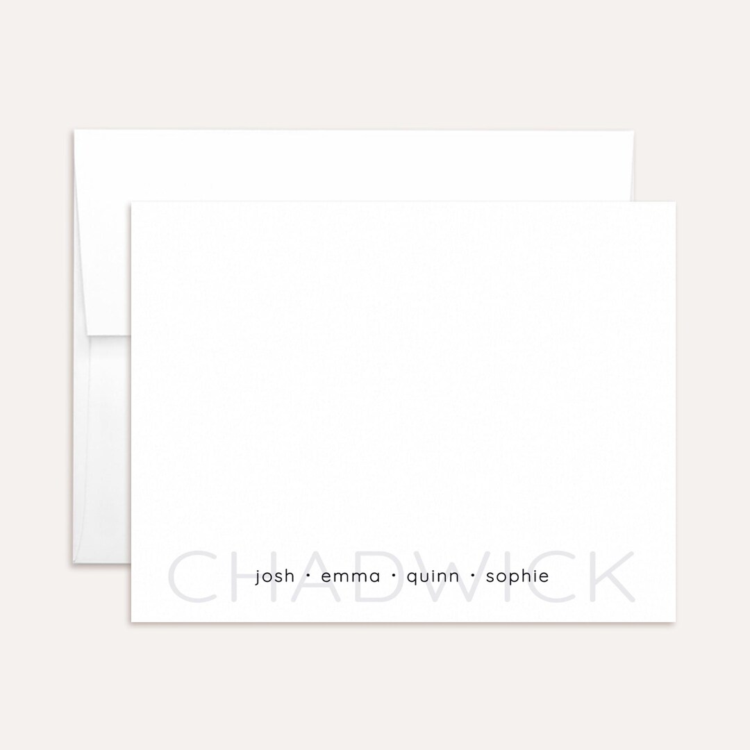 Personalized Family Stationery - Custom Family Note Cards - Flat Note ...