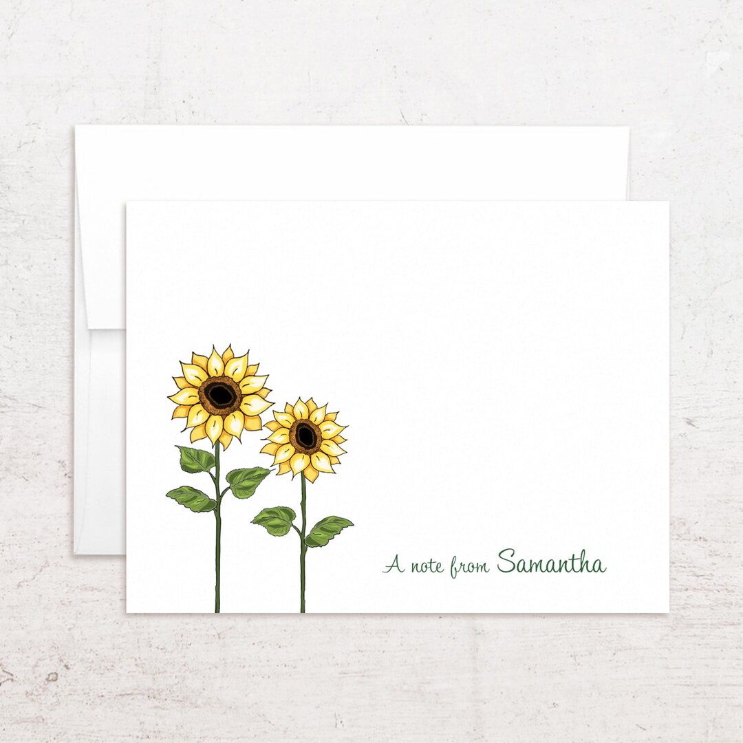 Personalized Sunflower Stationery - Folded Sunflower Note Card Set - Etsy