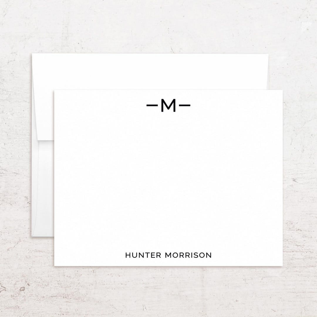 Modern Block Font Monogram Stationery - Custom Note Cards - Single ...
