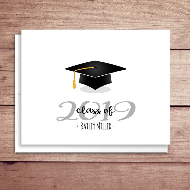 Grad Thank You Cards Graduation Note Cards Graduation Thank You Notes Graduation Stationery Folded Grad Note Cards