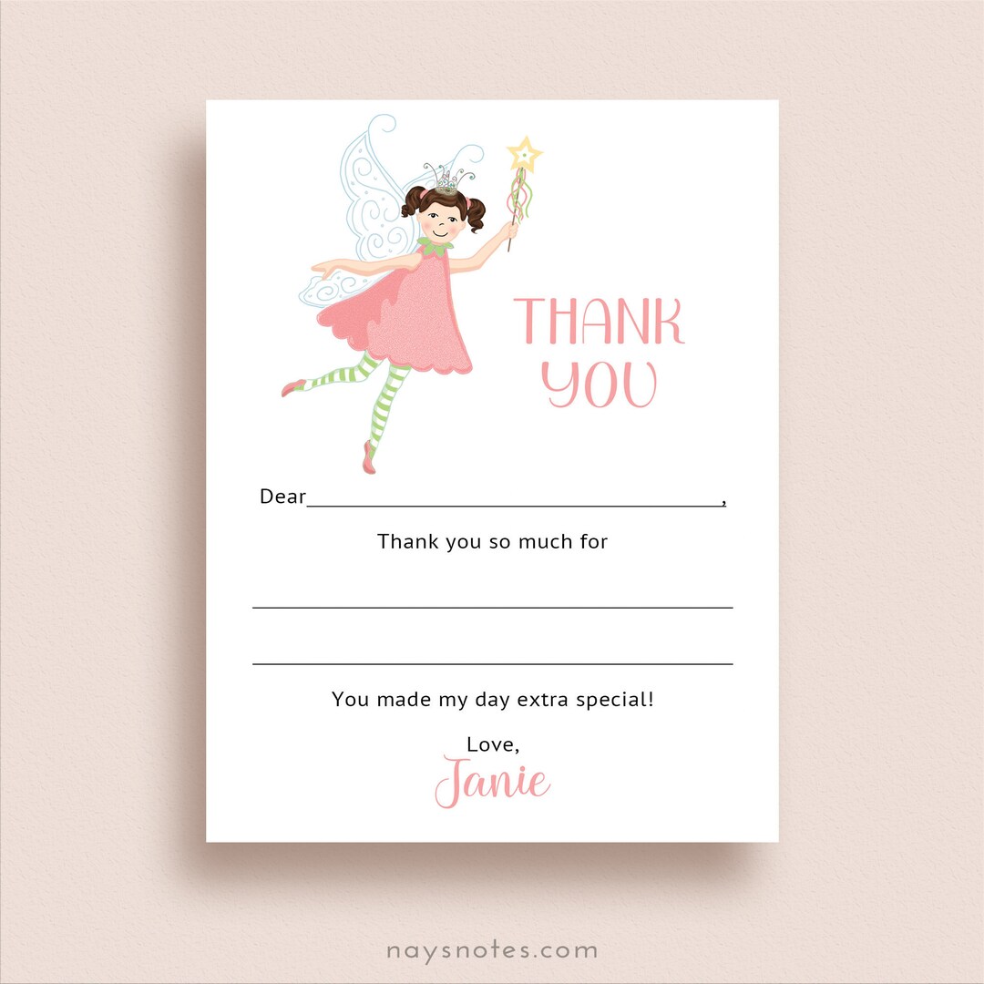Fairy Note Cards Fairy Fill-in Thank You Notes Fairy Flat - Etsy
