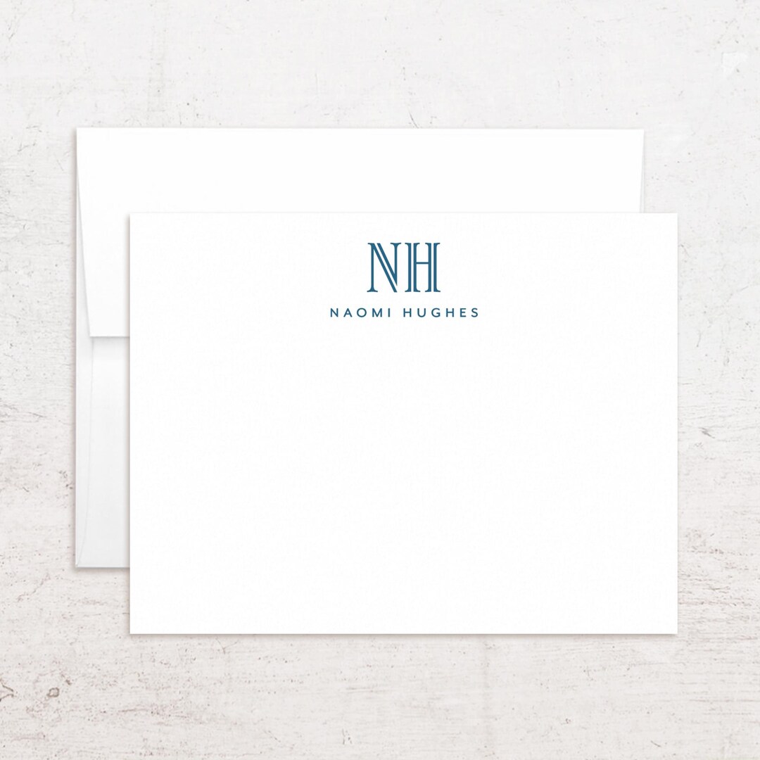 Personalized Monogram Stationery - Custom Note Cards - Modern Inline ...