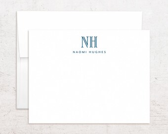 Papelería personalizada con monograma - Tarjetas de notas personalizadas - Diseño moderno - Notas planas