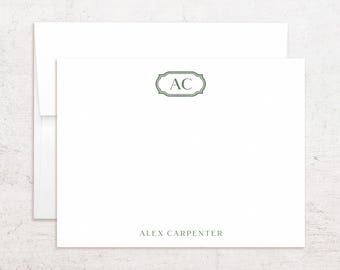 Papelería personalizada con monograma - Tarjetas de notas con iniciales personalizadas - Notas planas