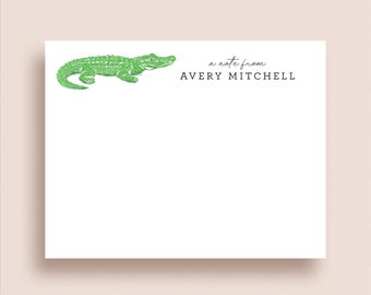 Personalized Alligator Stationery - Alligator Note Cards - Flat, Set of 10 +