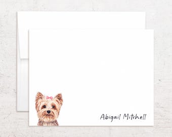 Personalized Yorkshire Terrier Stationery - Yorkie Note Cards - Custom Flat Cards