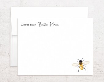 Personalized Honey Bee Stationery - Bee Note Cards - Custom Flat Notes